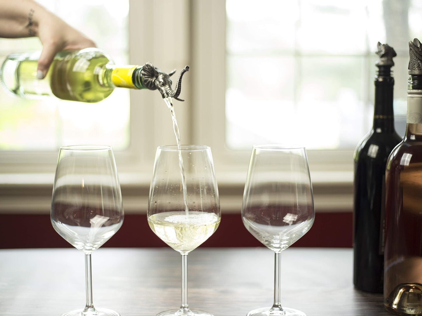 TXOKO Premium Stainless Steel Wine Pourer, Aerator and Decanter - Pour Spout for Red, White and Rose Wine, Liquor and Olive Oil! (Multiple Styles)