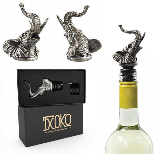 TXOKO Premium Stainless Steel Wine Pourer, Aerator and Decanter - Pour Spout for Red, White and Rose Wine, Liquor and Olive Oil! (Multiple Styles)